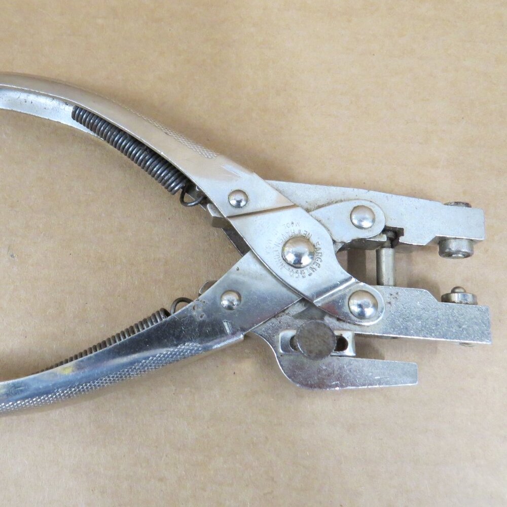 Vtg Sargent & Co. 1/4" Hole Punch & Fastener Paper Leather Cardboard Plastic